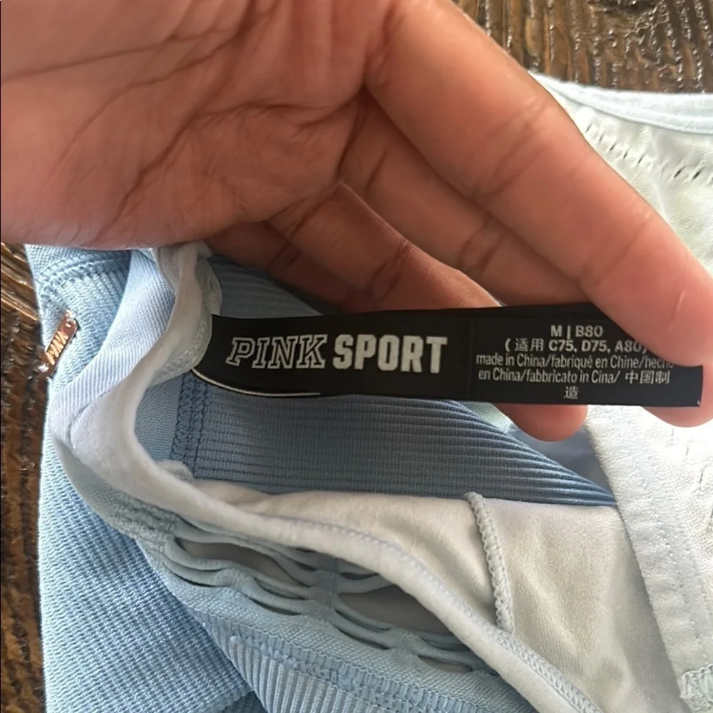 PINK Victoria's Secret Blue Sports Bra Moisture-Wicking Racerback